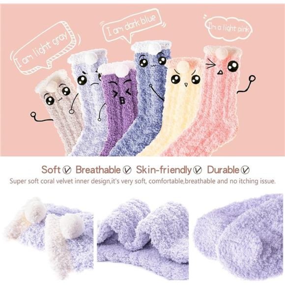 Womens Fuzzy Socks Slipper Fluffy Cozy Comfy Cabin Plush Warm Winter Sleep Socks - Picture 6 of 7
